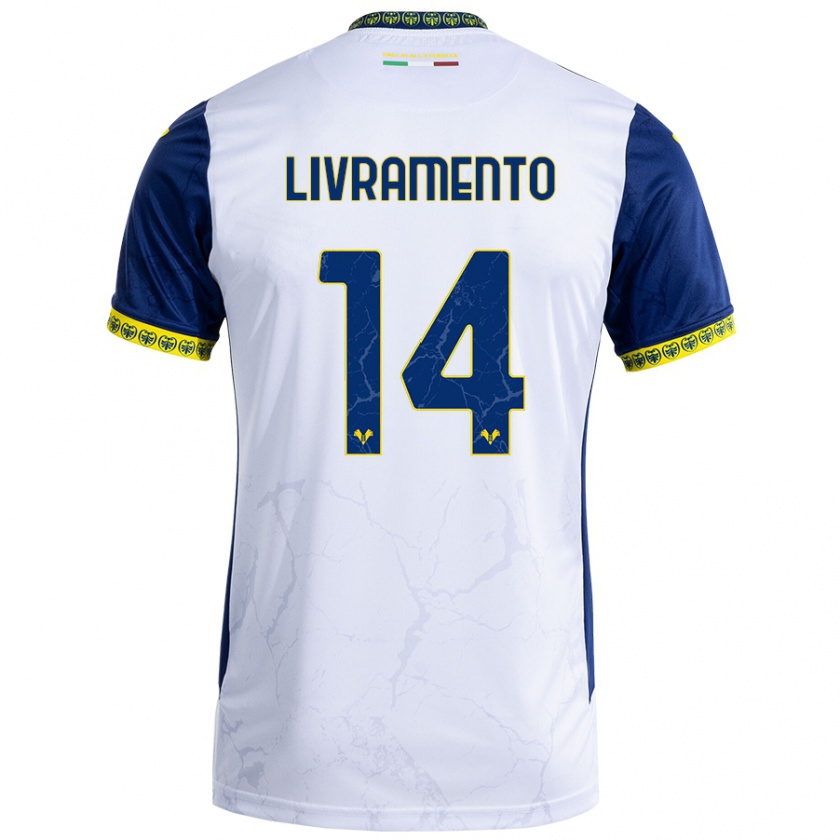 Kandiny Uomo Maglia Dailon Rocha Livramento #14 Bianco Blu Kit Gara Away 2024/25 Maglietta