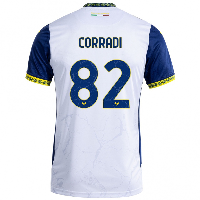 Kandiny Hombre Camiseta Christian Corradi #82 Blanco Azul 2ª Equipación 2024/25 La Camisa