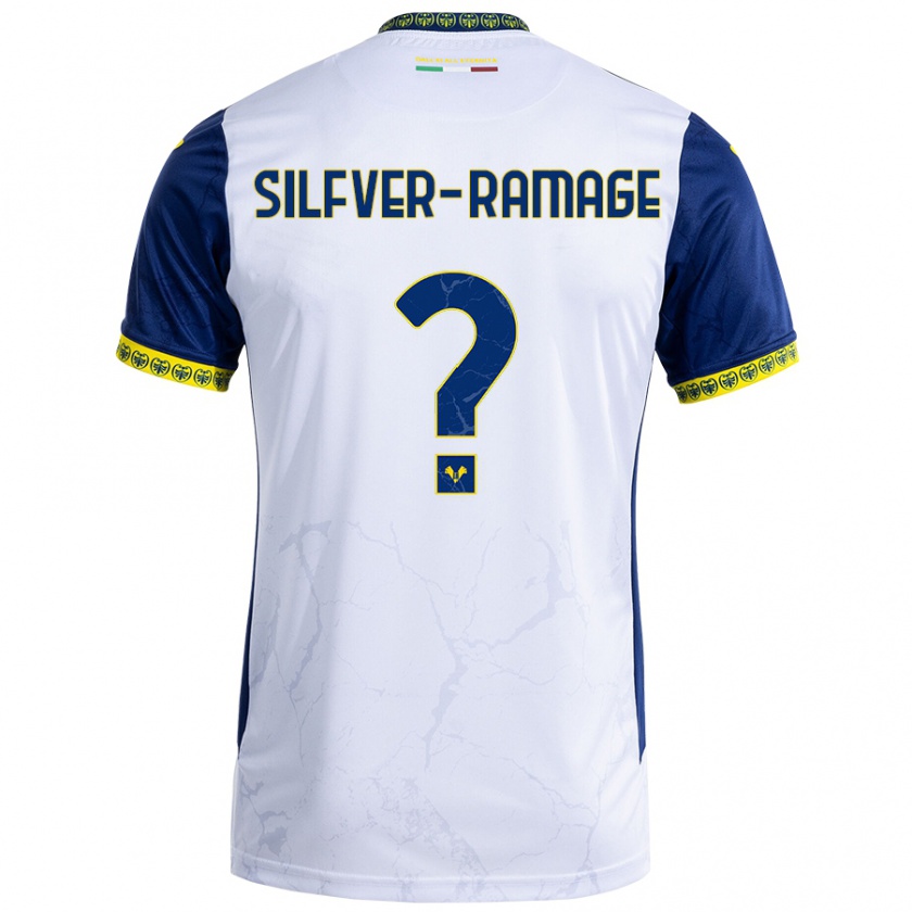 Kandiny Uomo Maglia William Silfver-Ramage #0 Bianco Blu Kit Gara Away 2024/25 Maglietta