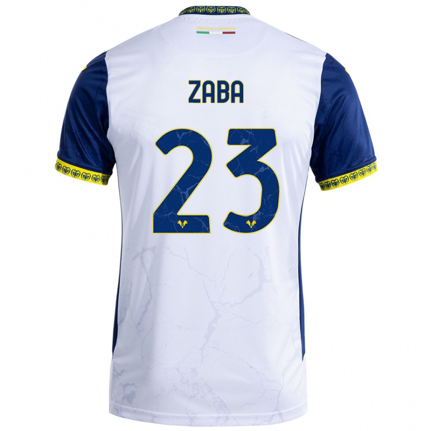 Kandiny Uomo Maglia Nelson Zaba #23 Bianco Blu Kit Gara Away 2024/25 Maglietta