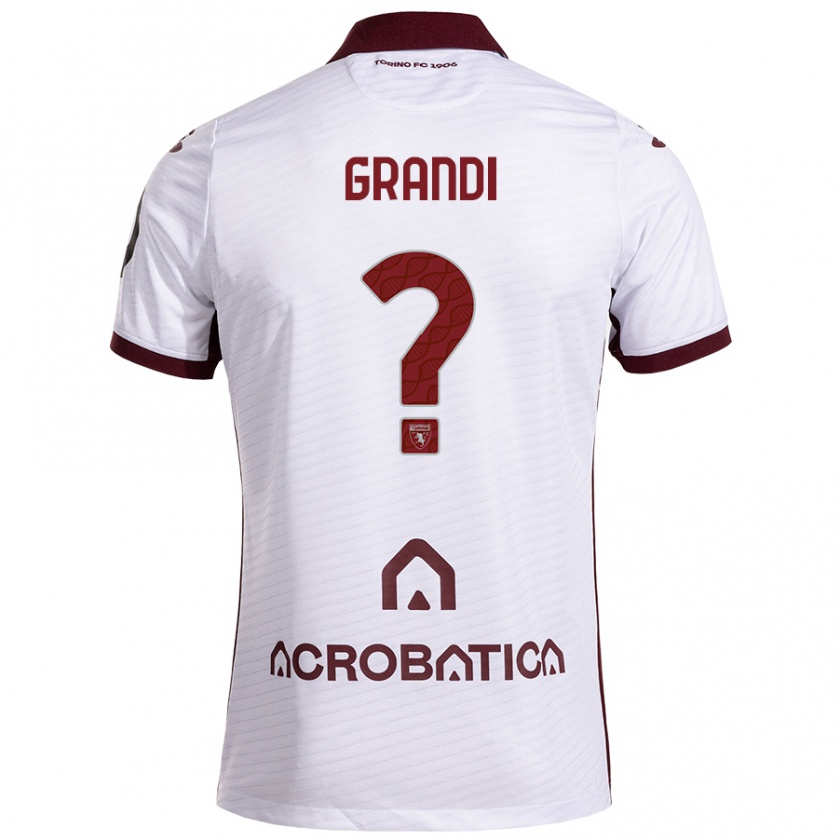 Kandiny Uomo Maglia Lorenzo Grandi #0 Bianco Marrone Kit Gara Away 2024/25 Maglietta