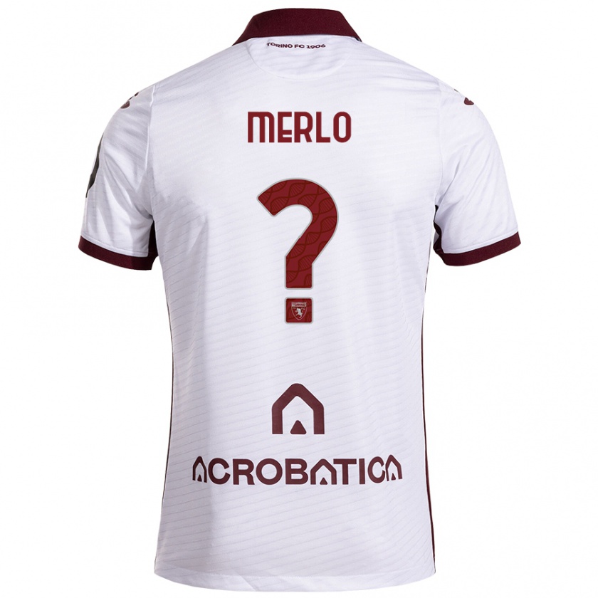 Kandiny Uomo Maglia Mattia Merlo #0 Bianco Marrone Kit Gara Away 2024/25 Maglietta