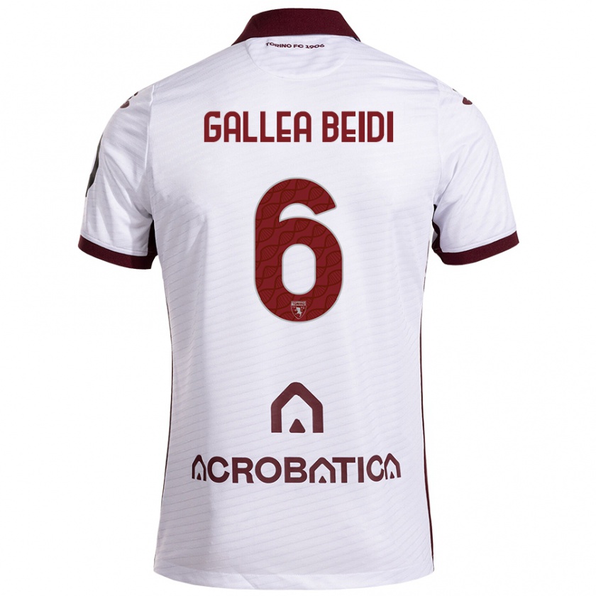 KandinyメンズFrancesco Gallea Beidi#6ホワイト マルーンアウェイシャツ2024/25ジャージーユニフォーム