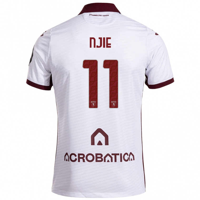 Kandiny Hombre Camiseta Alieu Njie #11 Blanco Granate 2ª Equipación 2024/25 La Camisa