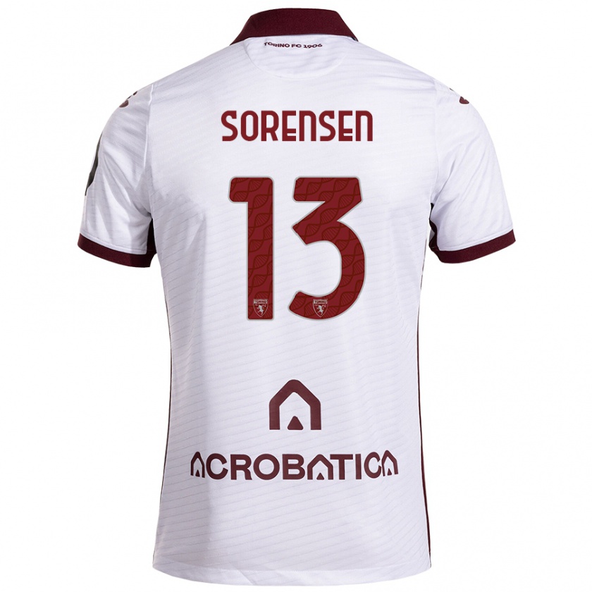 Kandiny Heren Ben Sørensen #13 Wit Kastanjebruin Uitshirt Uittenue 2024/25 T-Shirt