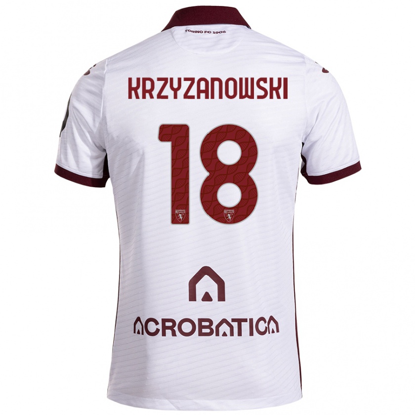 Kandiny Heren Jakub Krzyzanowski #18 Wit Kastanjebruin Uitshirt Uittenue 2024/25 T-Shirt