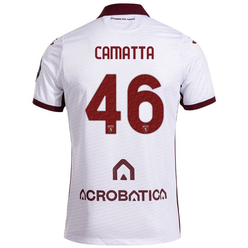 Kandiny Heren Alessandro Camatta #46 Wit Kastanjebruin Uitshirt Uittenue 2024/25 T-Shirt