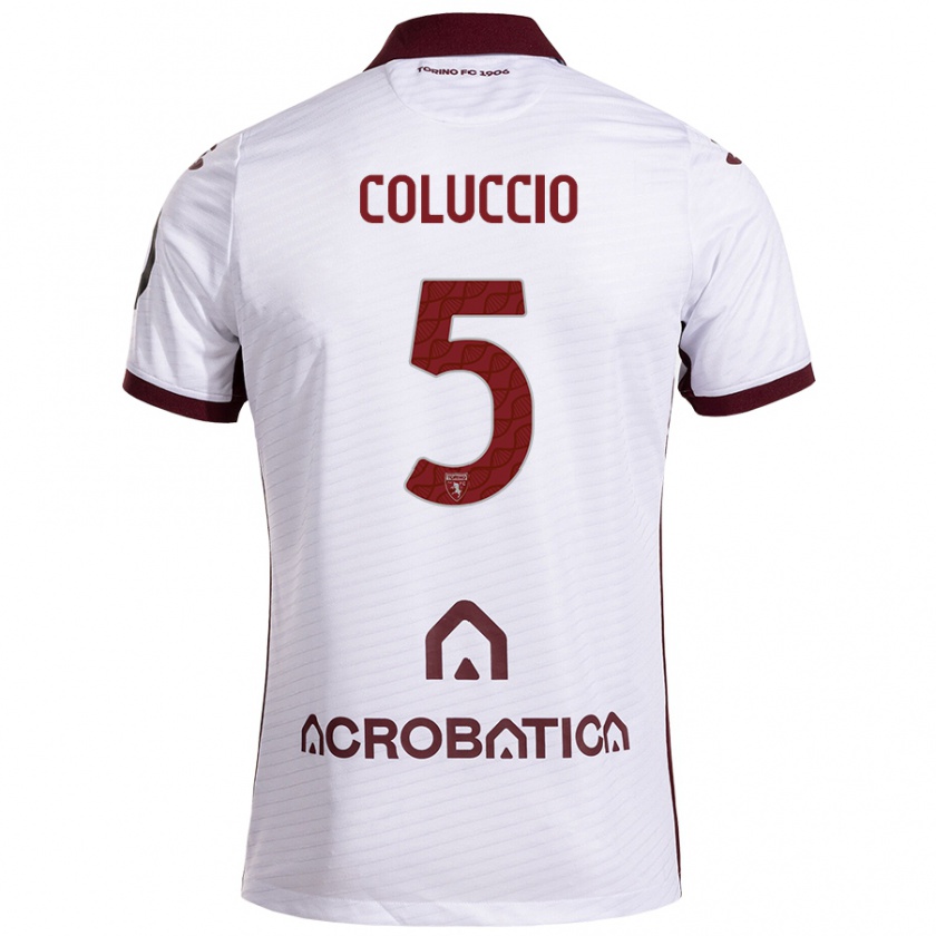 Kandiny Uomo Maglia Francesca Coluccio #5 Bianco Marrone Kit Gara Away 2024/25 Maglietta