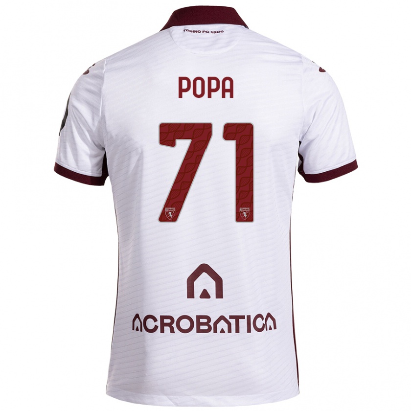 Kandiny Uomo Maglia Mihai Popa #71 Bianco Marrone Kit Gara Away 2024/25 Maglietta