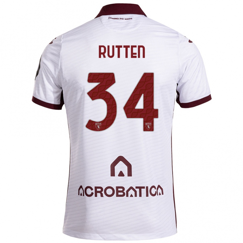 Kandiny Heren Jill Rutten #34 Wit Kastanjebruin Uitshirt Uittenue 2024/25 T-Shirt België