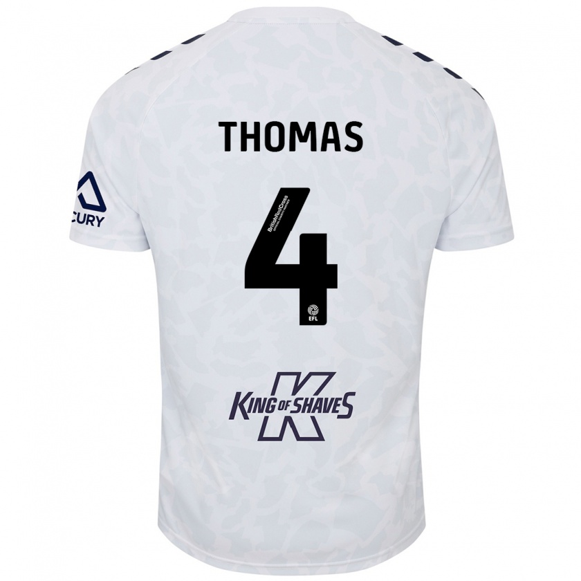 Kandiny Hombre Camiseta Bobby Thomas #4 Blanco 2ª Equipación 2024/25 La Camisa