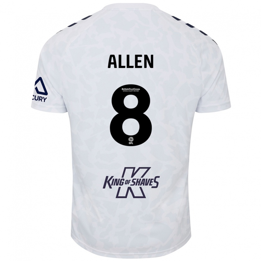 Kandiny Hombre Camiseta Jamie Allen #8 Blanco 2ª Equipación 2024/25 La Camisa