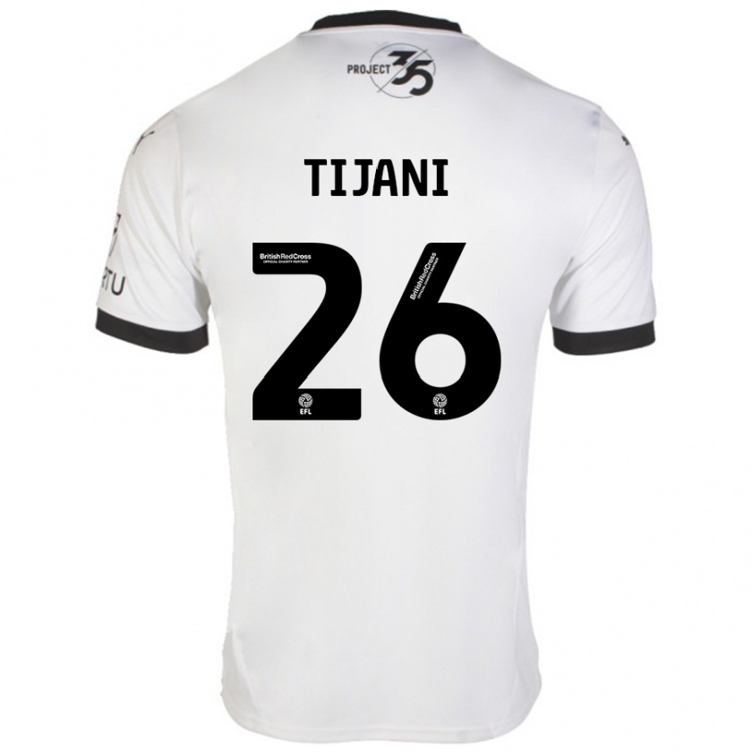 Kandiny Hombre Camiseta Muhamed Tijani #26 Blanco Negro 2ª Equipación 2024/25 La Camisa México