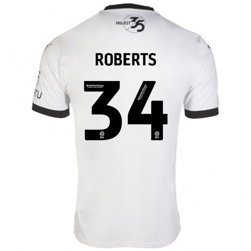 Kandiny Heren Caleb Roberts #34 Wit Zwart Uitshirt Uittenue 2024/25 T-Shirt