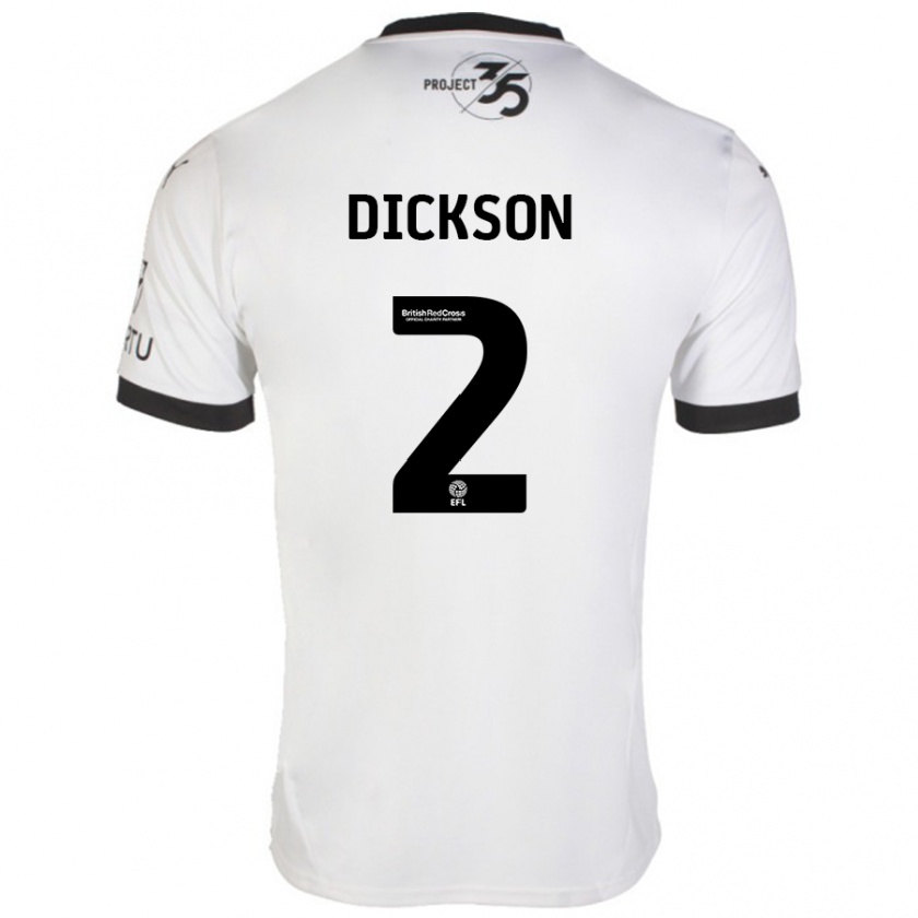 Kandiny Uomo Maglia Katie Dickson #2 Bianco Nero Kit Gara Away 2024/25 Maglietta