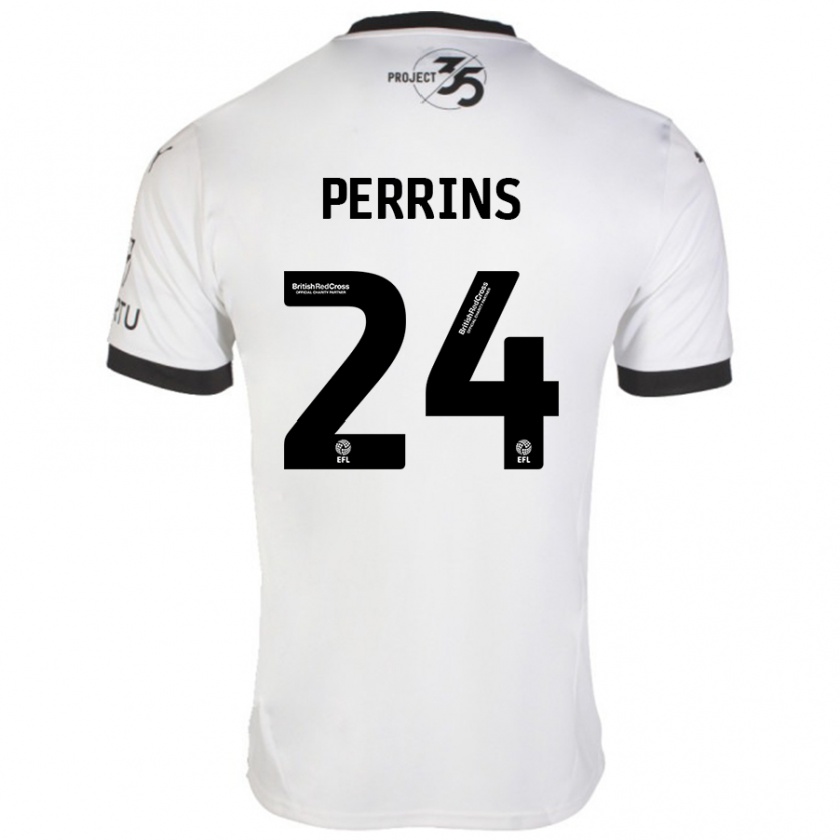 Kandiny Uomo Maglia Grace Perrins #24 Bianco Nero Kit Gara Away 2024/25 Maglietta