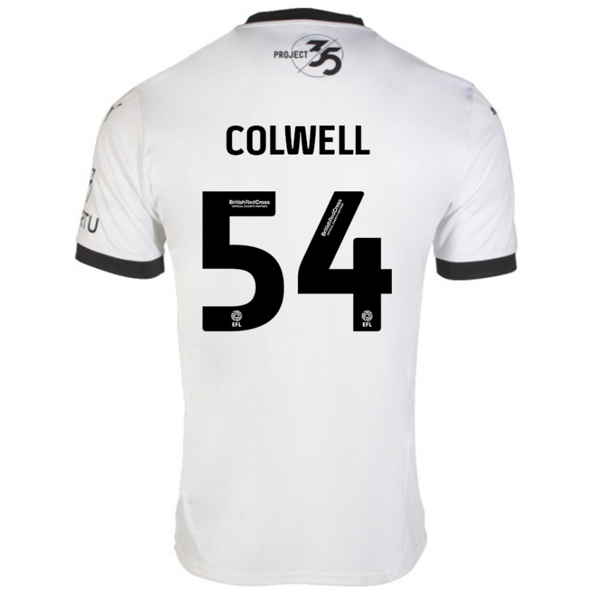 Kandiny Uomo Maglia Lewis Colwell #54 Bianco Nero Kit Gara Away 2024/25 Maglietta