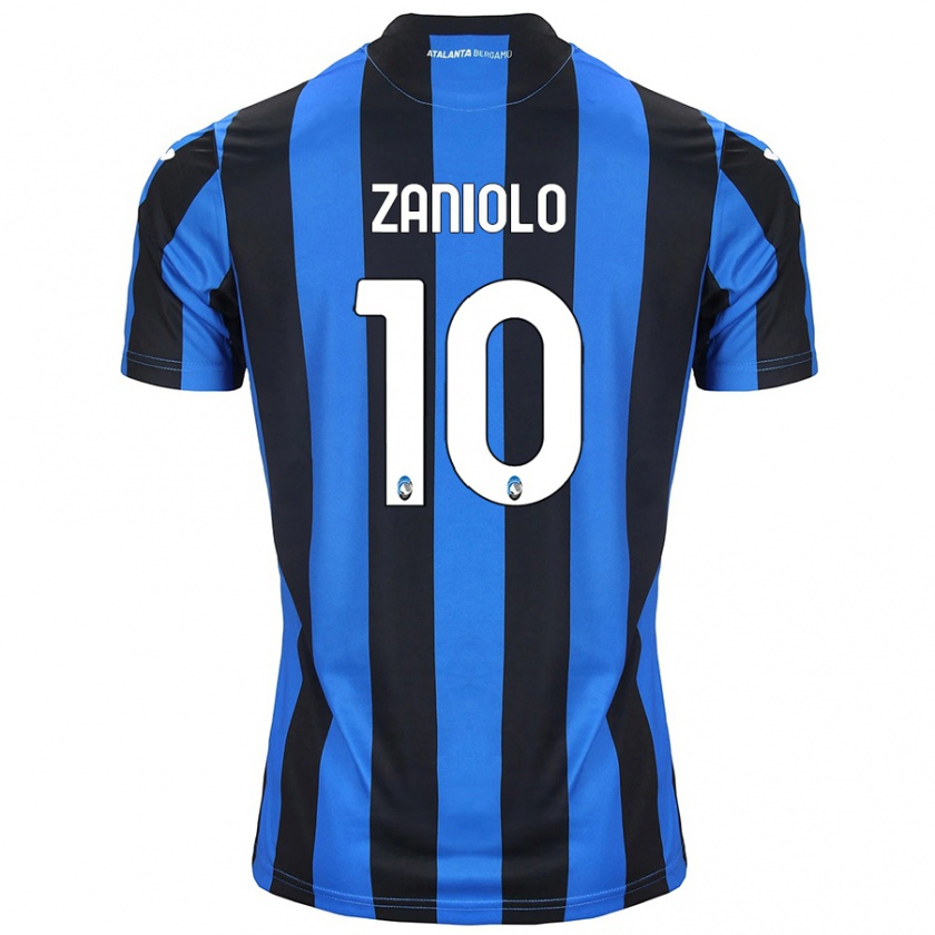 Kandiny Dames Nicolò Zaniolo #10 Blauw Zwart Thuisshirt Thuistenue 2024/25 T-Shirt