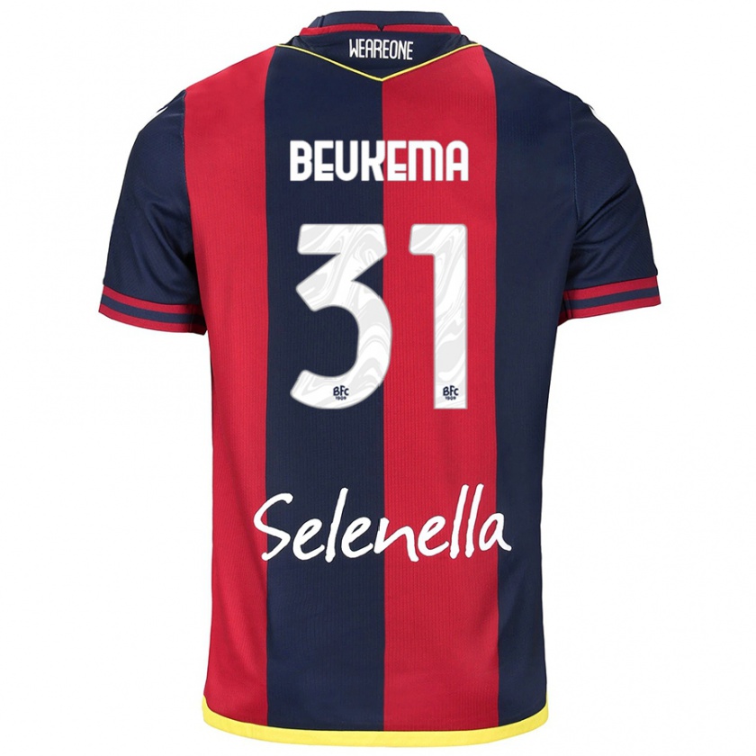 Kandiny Mujer Camiseta Sam Beukema #31 Rojo Azul Real 1ª Equipación 2024/25 La Camisa México