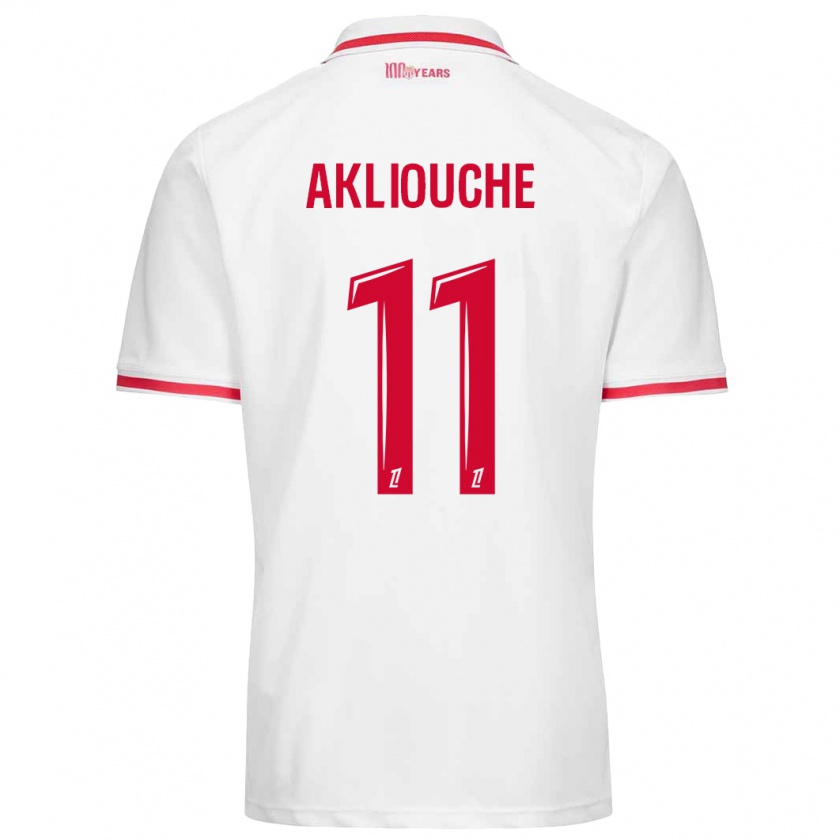 Kandiny Mujer Camiseta Maghnes Akliouche #11 Blanco Rojo 1ª Equipación 2024/25 La Camisa