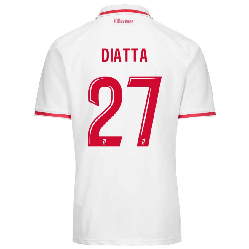 Kandiny Mujer Camiseta Krépin Diatta #27 Blanco Rojo 1ª Equipación 2024/25 La Camisa