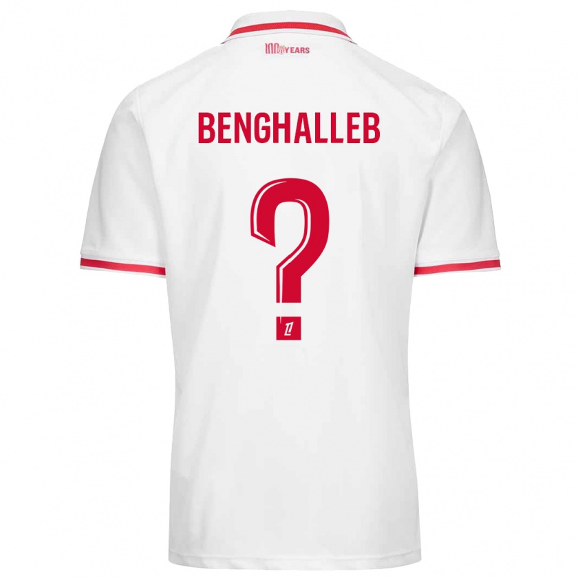 Kandiny Mujer Camiseta Adam Benghalleb #0 Blanco Rojo 1ª Equipación 2024/25 La Camisa