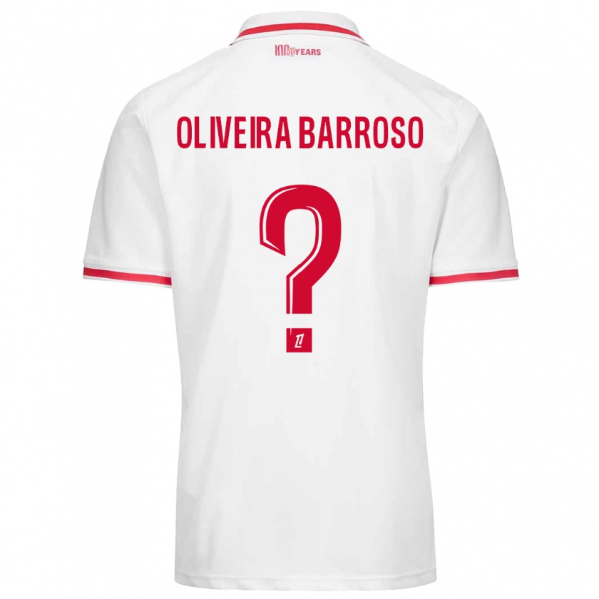 Kandiny Mujer Camiseta Mickael Oliveira Barroso #0 Blanco Rojo 1ª Equipación 2024/25 La Camisa