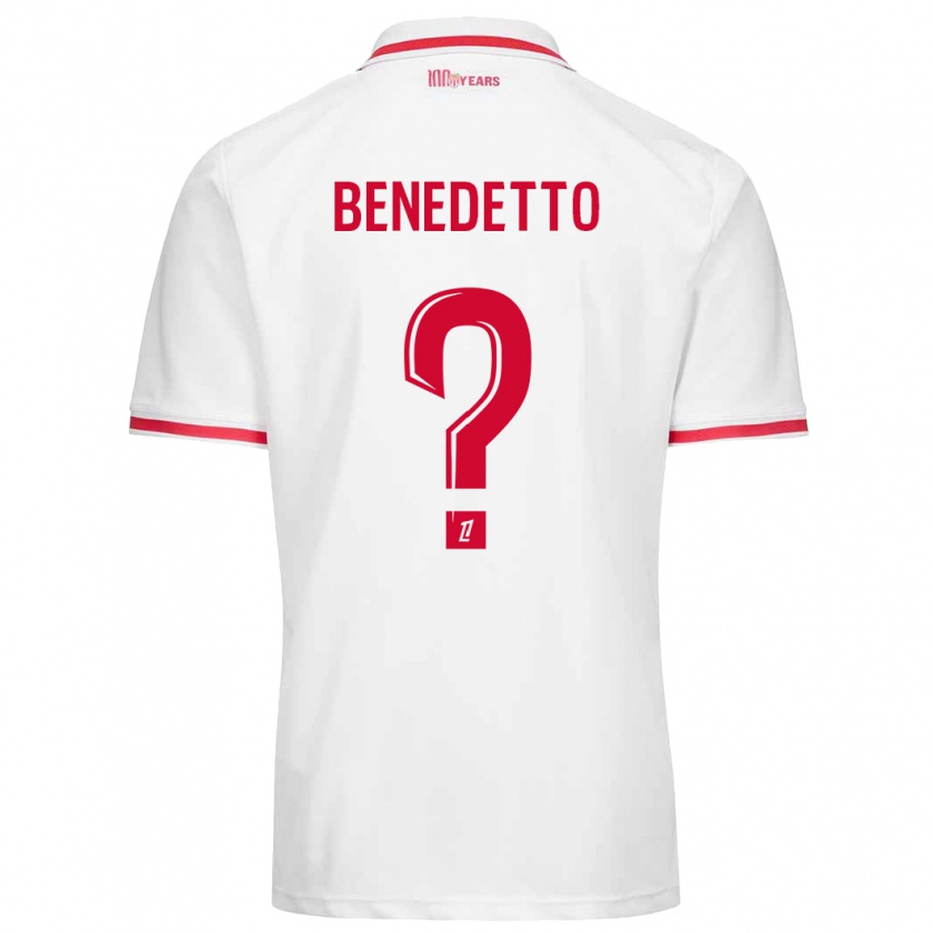 Kandiny Mujer Camiseta Antéo Benedetto #0 Blanco Rojo 1ª Equipación 2024/25 La Camisa