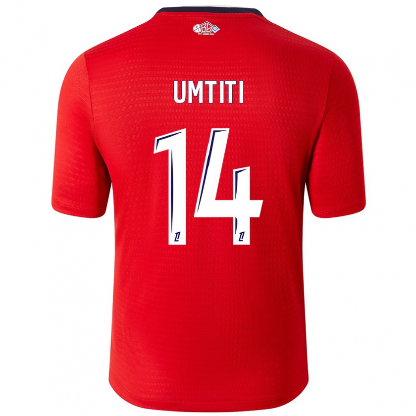 Kandiny Donna Maglia Samuel Umtiti #14 Rosso Bianco Kit Gara Home 2024/25 Maglietta