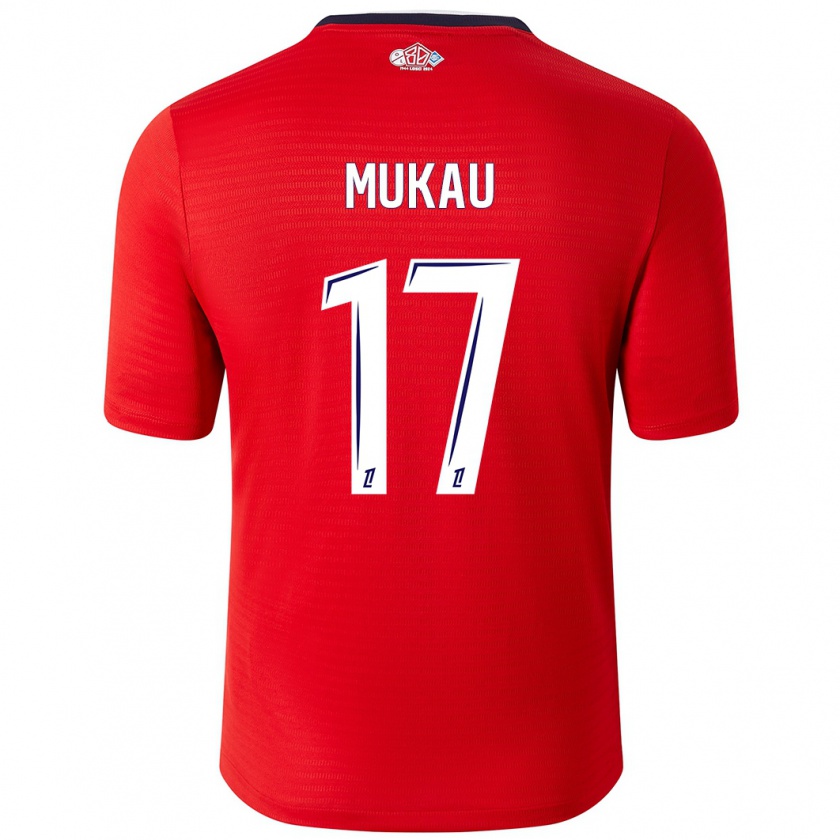 Kandiny Mujer Camiseta Ngal'ayel Mukau #17 Rojo Blanco 1ª Equipación 2024/25 La Camisa