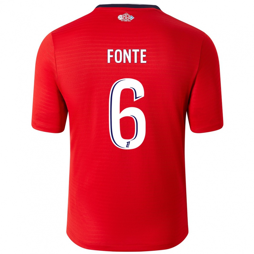 Kandiny Dames Jose Fonte #6 Rood Wit Thuisshirt Thuistenue 2024/25 T-Shirt