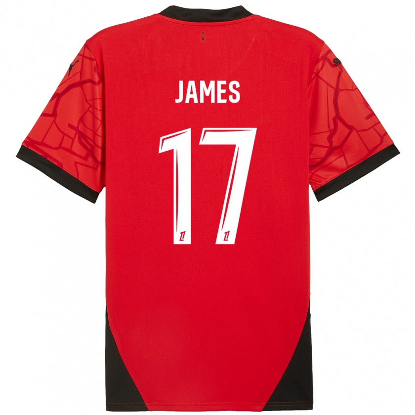 Kandiny Damen Jordan James #17 Rot Schwarz Heimtrikot Trikot 2024/25 T-Shirt Österreich