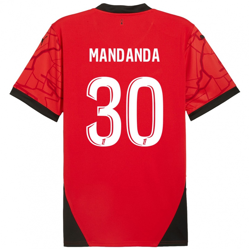 Kandiny Dames Steve Mandanda #30 Rood Zwart Thuisshirt Thuistenue 2024/25 T-Shirt