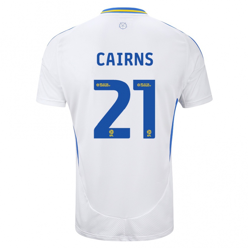 Kandiny Mujer Camiseta Alex Cairns #21 Blanco Azul 1ª Equipación 2024/25 La Camisa