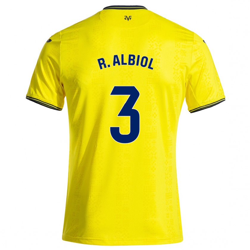 Kandiny Mujer Camiseta Raúl Albiol #3 Amarillo Negro 1ª Equipación 2024/25 La Camisa