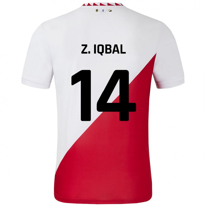 Kandiny Dames Zidane Iqbal #14 Wit Rood Thuisshirt Thuistenue 2024/25 T-Shirt