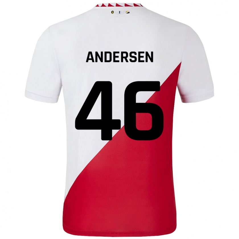 Kandiny Donna Maglia Silas Andersen #46 Bianco Rosso Kit Gara Home 2024/25 Maglietta