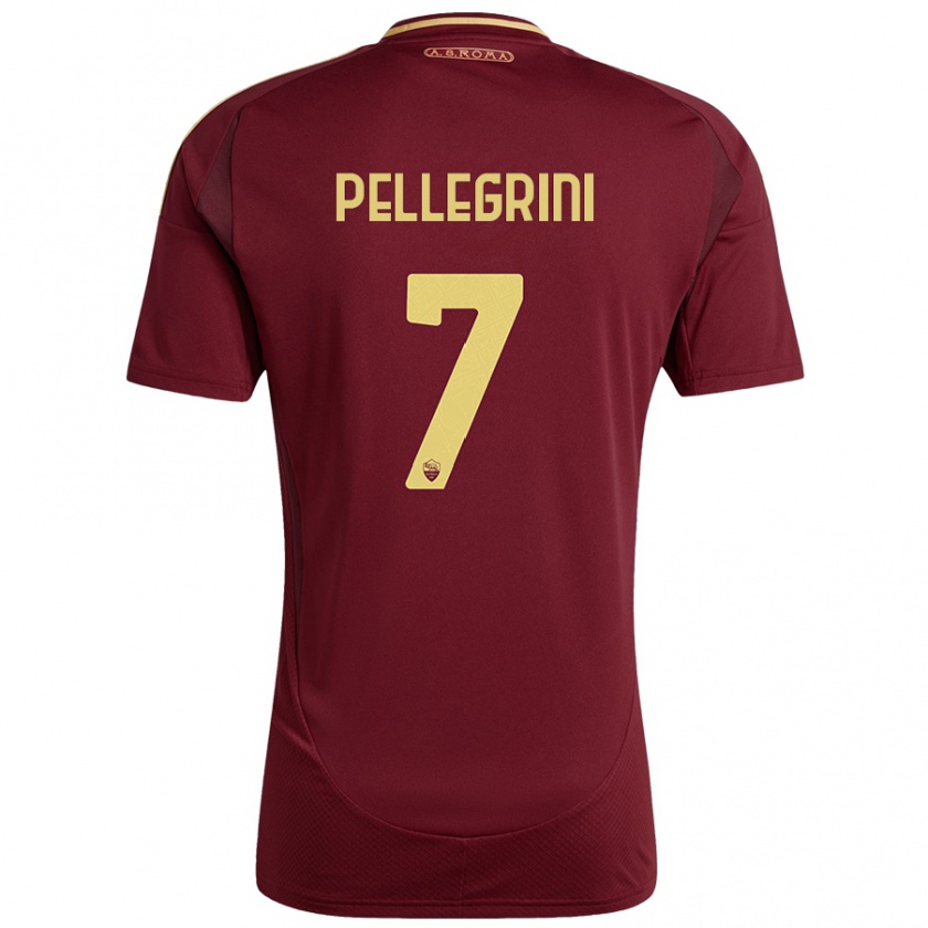 Kandiny Donna Maglia Lorenzo Pellegrini #7 Rosso Marrone Oro Kit Gara Home 2024/25 Maglietta