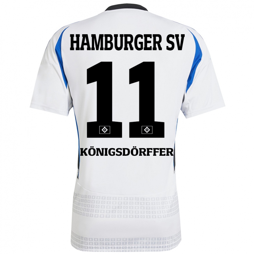 Kandiny Dames Ransford Königsdörffer #11 Wit Blauw Thuisshirt Thuistenue 2024/25 T-Shirt