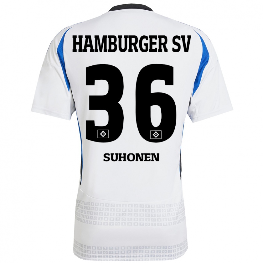 Kandiny Dames Anssi Suhonen #36 Wit Blauw Thuisshirt Thuistenue 2024/25 T-Shirt