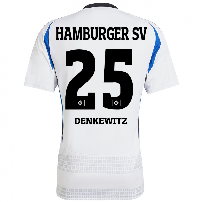 Kandiny Dames Nick Denkewitz #25 Wit Blauw Thuisshirt Thuistenue 2024/25 T-Shirt