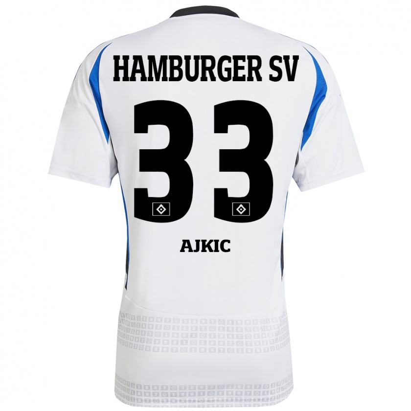 Kandiny Dames Selim Ajkic #33 Wit Blauw Thuisshirt Thuistenue 2024/25 T-Shirt