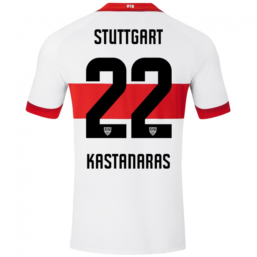 Kandiny Mujer Camiseta Thomas Kastanaras #22 Blanco Rojo 1ª Equipación 2024/25 La Camisa