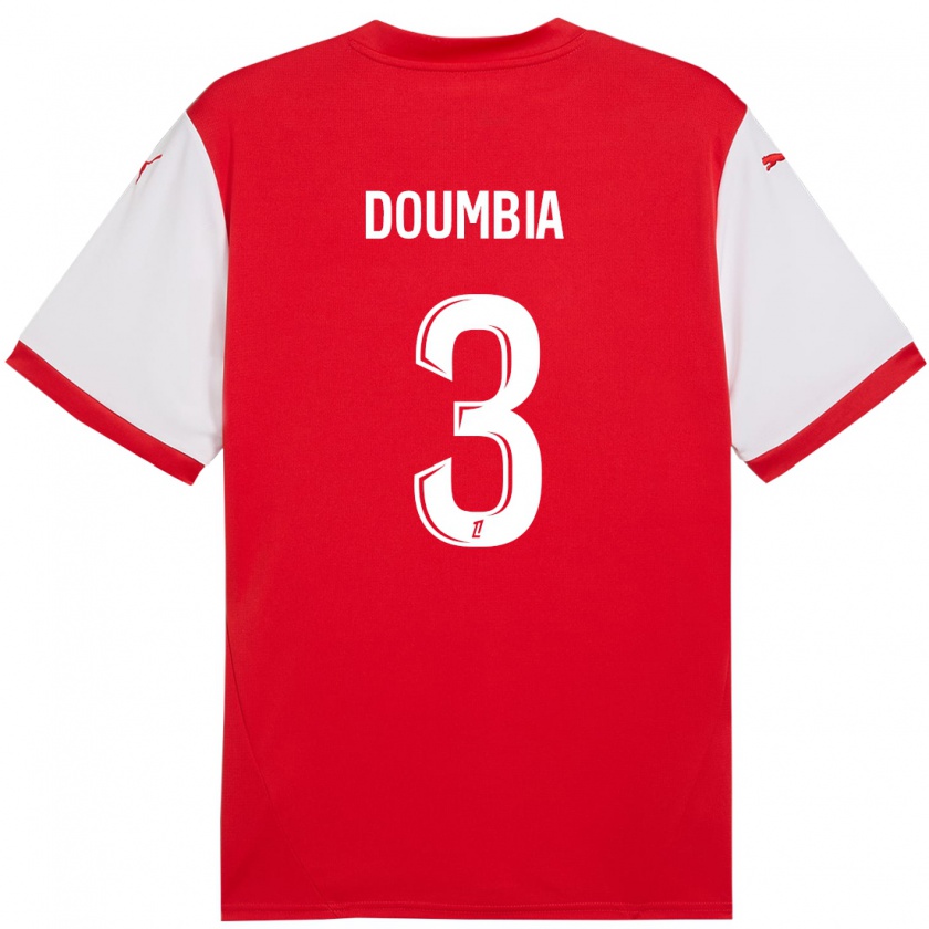 Kandiny Mujer Camiseta Kamory Doumbia #3 Rojo Blanco 1ª Equipación 2024/25 La Camisa