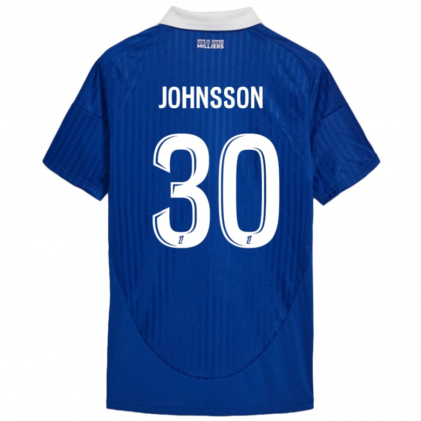 Kandiny Mujer Camiseta Karl-Johan Johnsson #30 Azul Blanco 1ª Equipación 2024/25 La Camisa