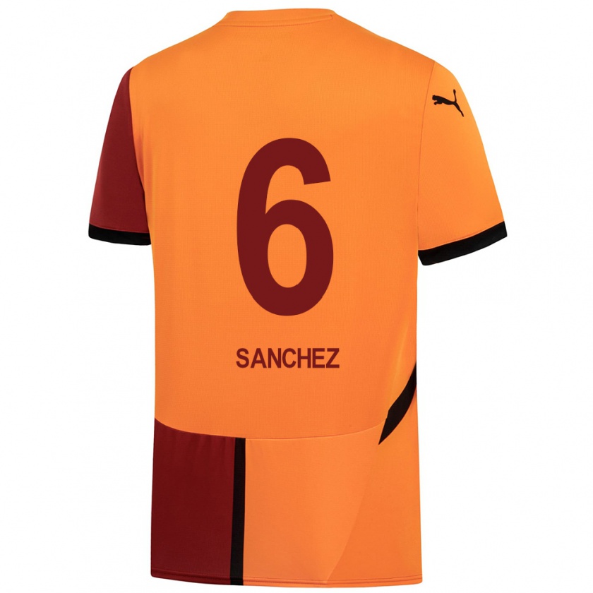 Kandiny Mujer Camiseta Davinson Sánchez #6 Amarillo Rojo 1ª Equipación 2024/25 La Camisa