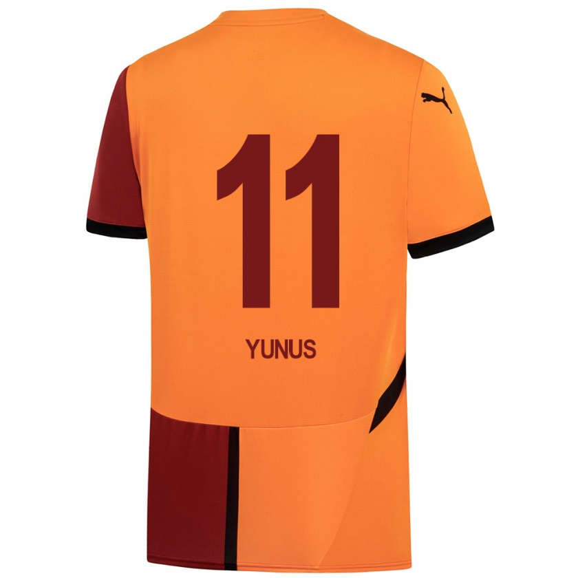 Kandiny Mujer Camiseta Yunus Akgün #11 Amarillo Rojo 1ª Equipación 2024/25 La Camisa