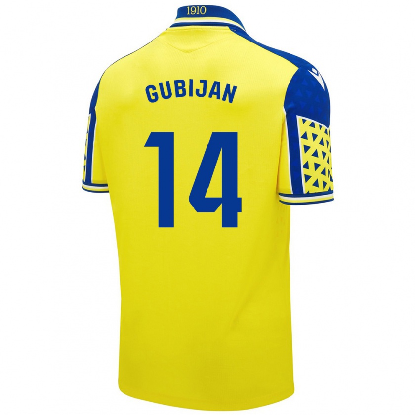 Kandiny Mujer Camiseta Lovro Gubijan #14 Amarillo Azul 1ª Equipación 2024/25 La Camisa