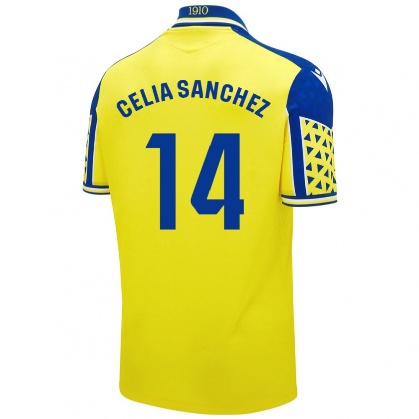 Kandiny Dames Celia Sánchez García #14 Geel Blauw Thuisshirt Thuistenue 2024/25 T-Shirt