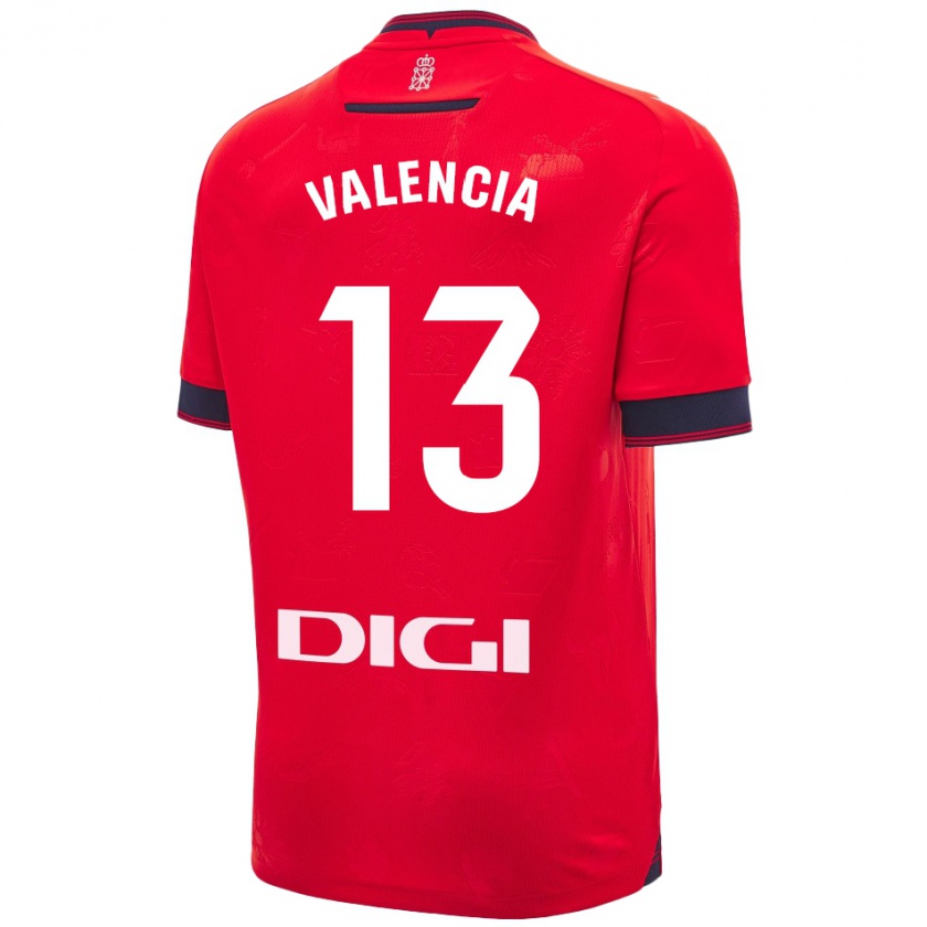 Kandiny Mujer Camiseta Pablo Valencia #13 Rojo Blanco 1ª Equipación 2024/25 La Camisa